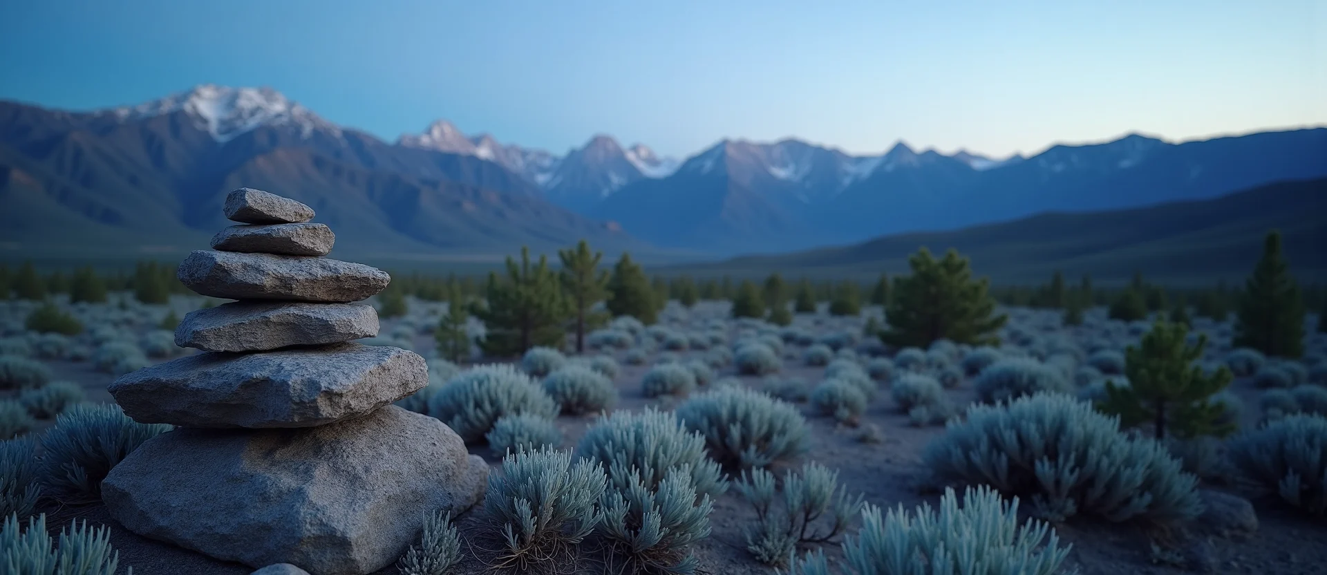 Symbolizing Stability/Peak: A local Sierra Juniper ancient rock cairn. - AI Generated