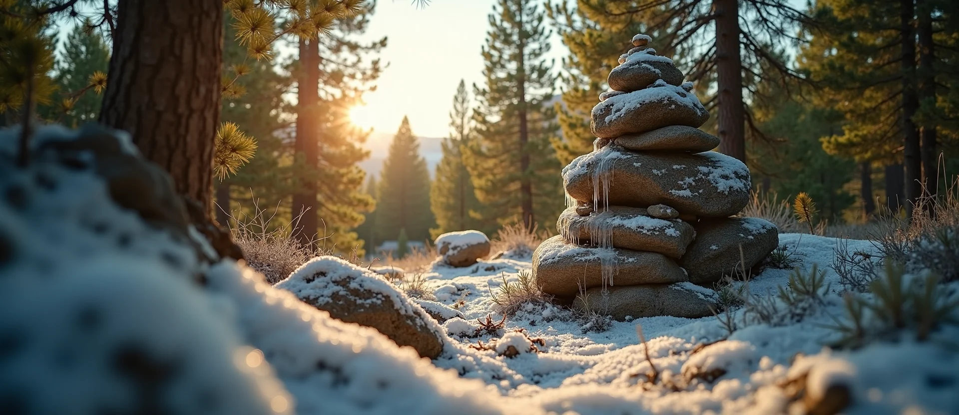 Symbolizing Stability/Peak: A local Sagebrush (Artemisia tridentata) ancient rock cairn. - AI Generated