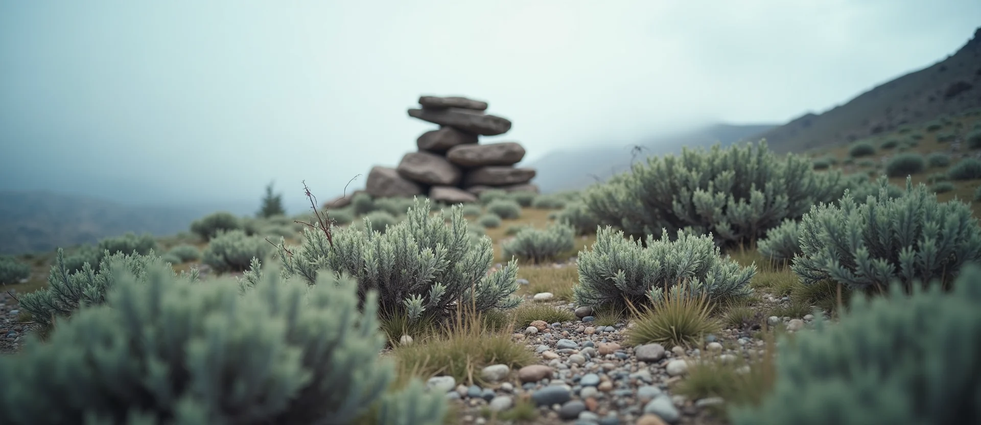 Symbolizing Stability/Peak: A local Quaking Aspen ancient rock cairn. - AI Generated