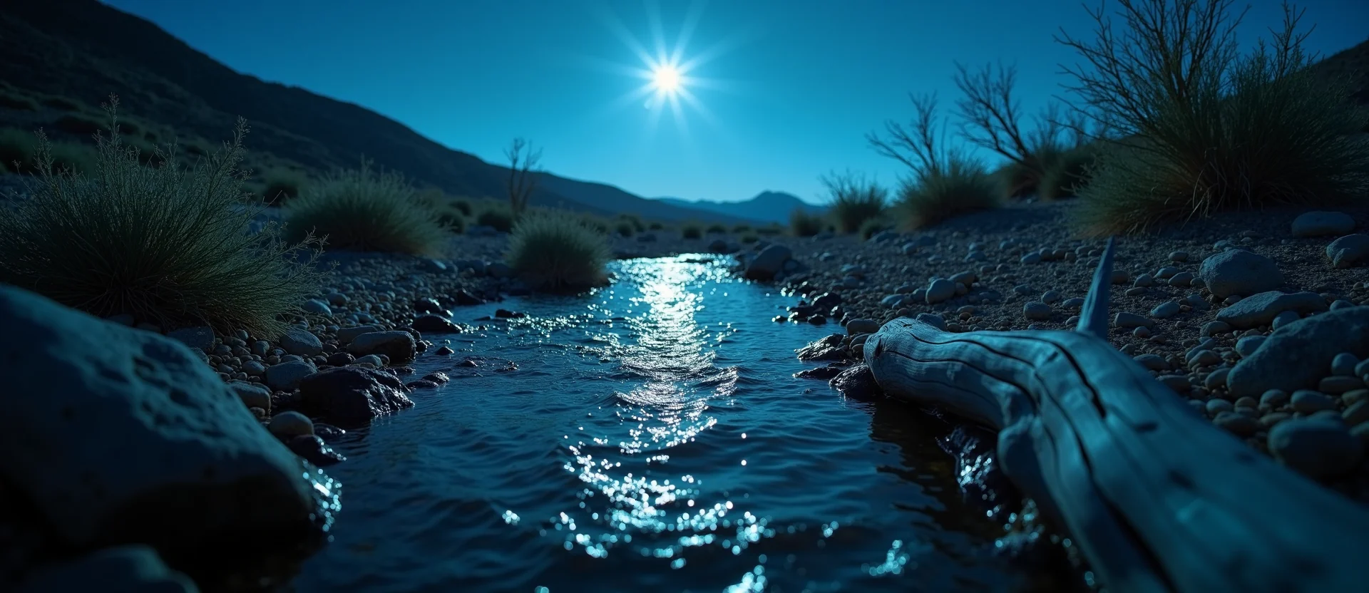 Symbolizing Flow/Cleansing: A local Sagebrush (Artemisia tridentata) clear cold snowmelt stream. - AI Generated