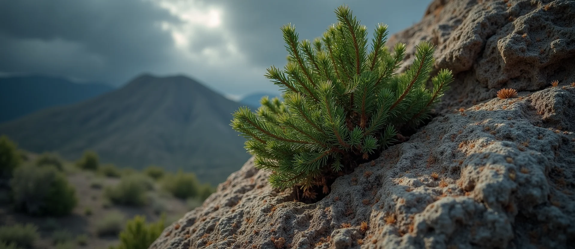 Symbolizing Growth/Resilience: A local Bitterbrush tree growing out of a rock cleft. - AI Generated