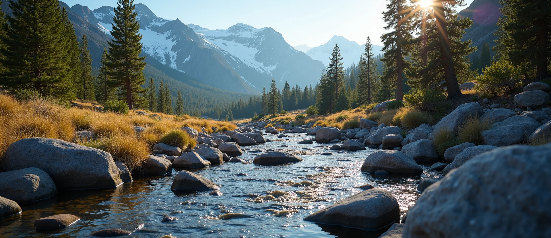 Symbolizing Flow/Cleansing: A local Ponderosa Pine clear cold snowmelt stream. - AI Generated