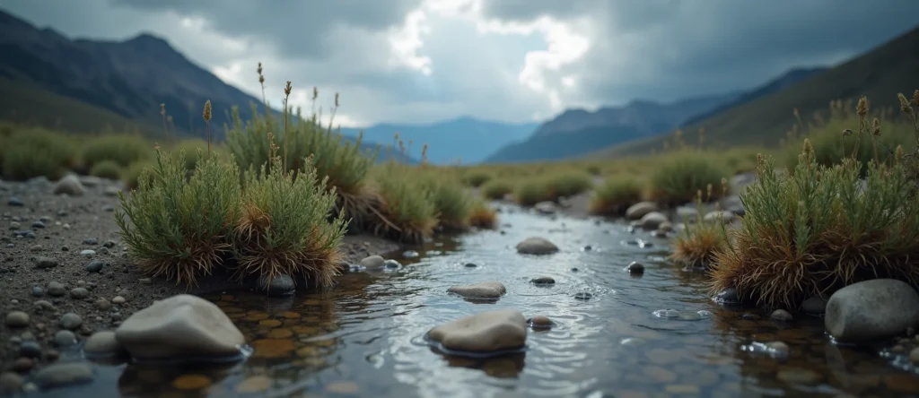 Symbolizing Flow/Cleansing: A local Sagebrush (Artemisia tridentata) clear cold snowmelt stream. - AI Generated