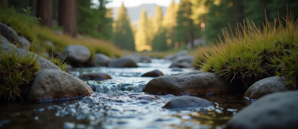 Symbolizing Flow/Cleansing: A local Mountain Mahogany babbling mountain creek. - AI Generated