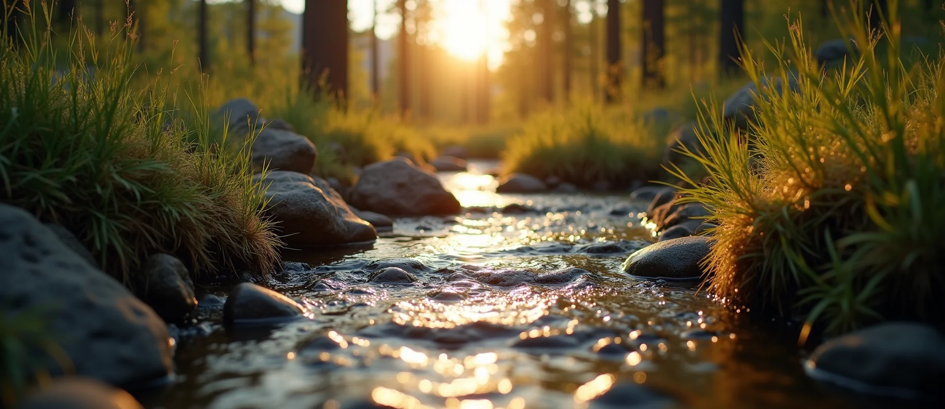 Symbolizing Flow/Cleansing: A local Quaking Aspen clear cold snowmelt stream. - AI Generated