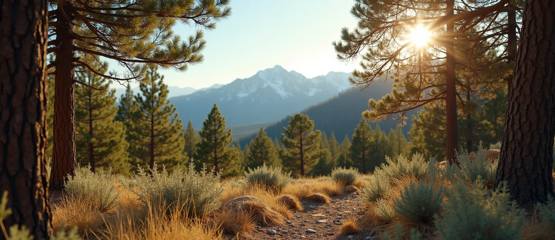 Symbolizing Identity/Local: A local Rabbitbrush Sierra Nevada skyline. - AI Generated
