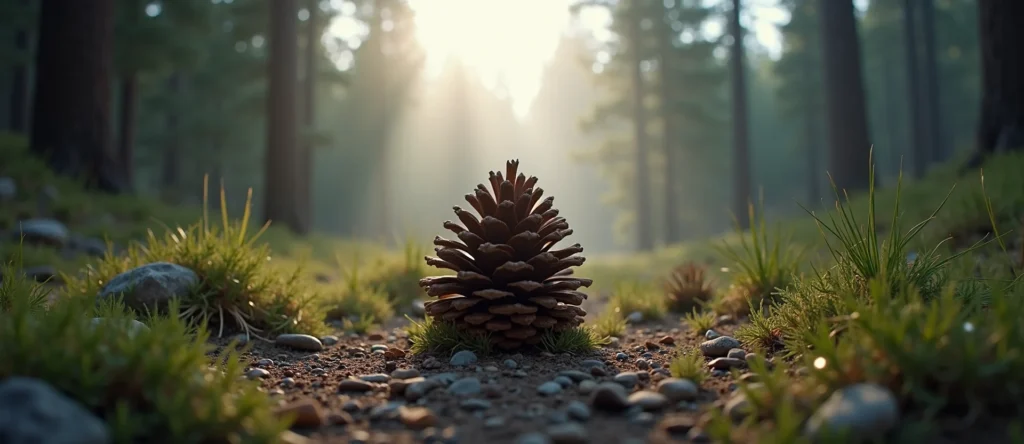 Symbolizing Seed/New Beginning: A local Mountain Mahogany opening pine cone. - AI Generated