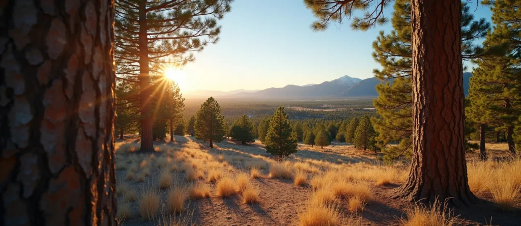 Symbolizing Stability/Peak: A local Ponderosa Pine distant Sierra horizon. - AI Generated