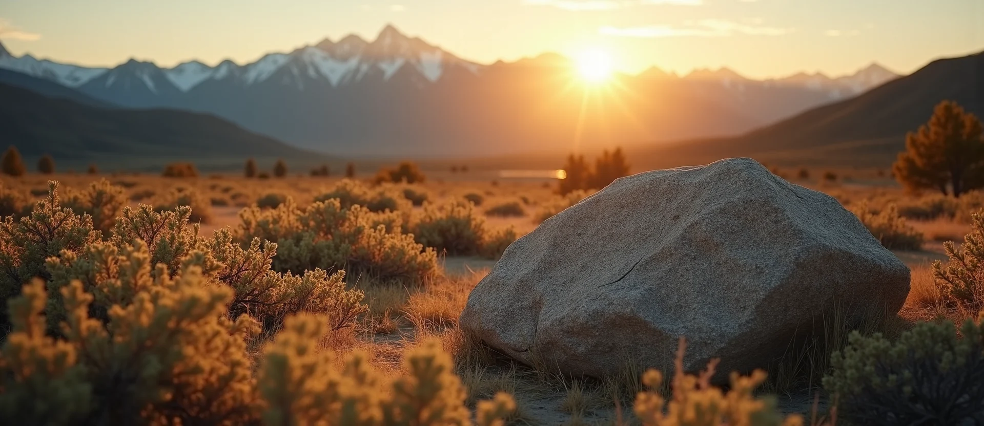 Symbolizing Stability/Peak: A local Sagebrush (Artemisia tridentata) unshakable boulder. - AI Generated