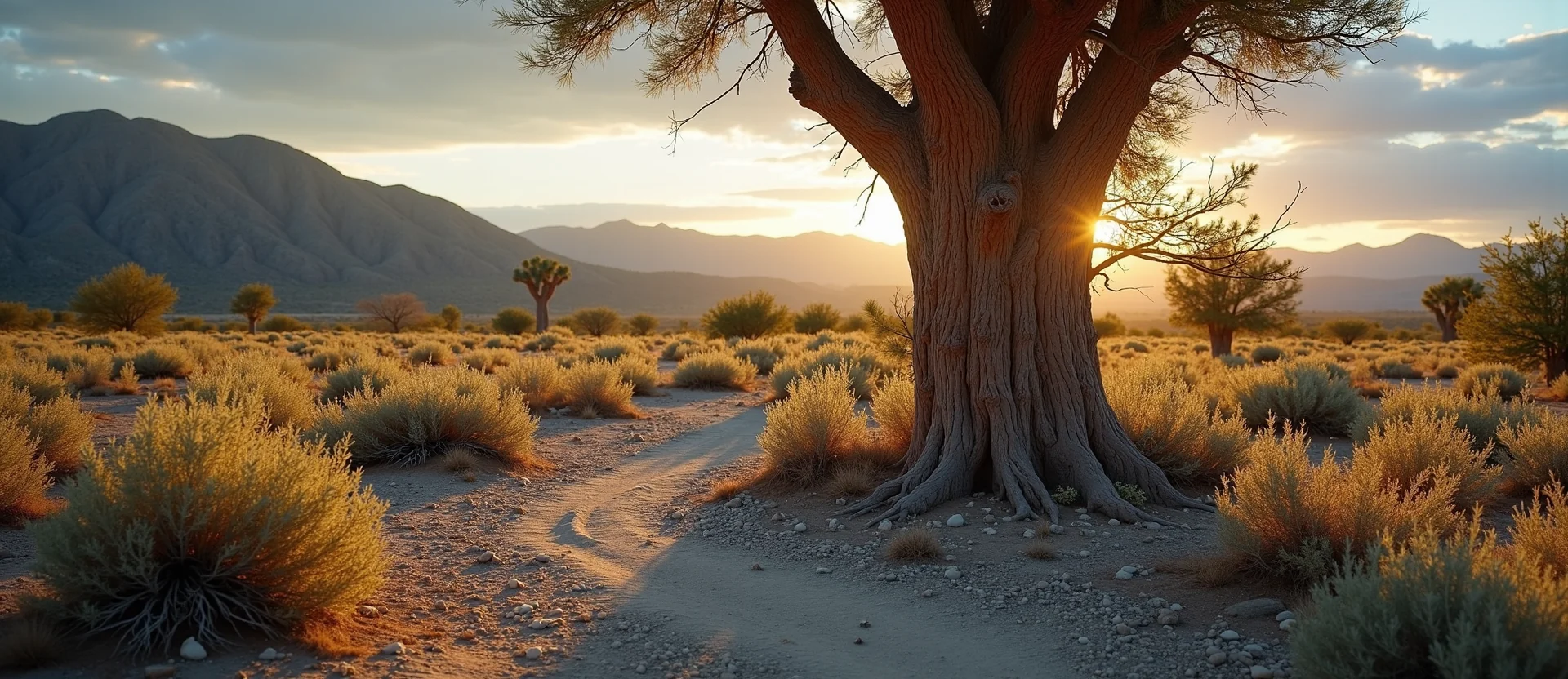 Symbolizing Growth/Resilience: A local Sagebrush (Artemisia tridentata) sturdy weathered tree trunk. - AI Generated