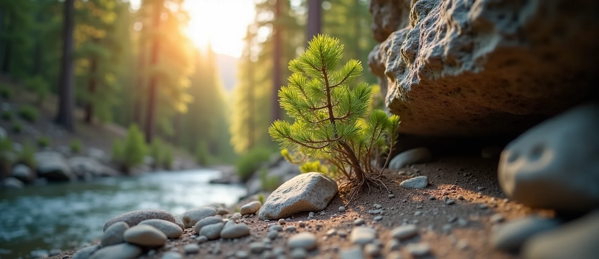Symbolizing Growth/Resilience: A local Quaking Aspen tree growing out of a rock cleft. - AI Generated