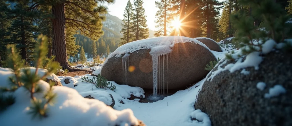 Symbolizing Stability/Peak: A local Manzanita unshakable boulder. - AI Generated