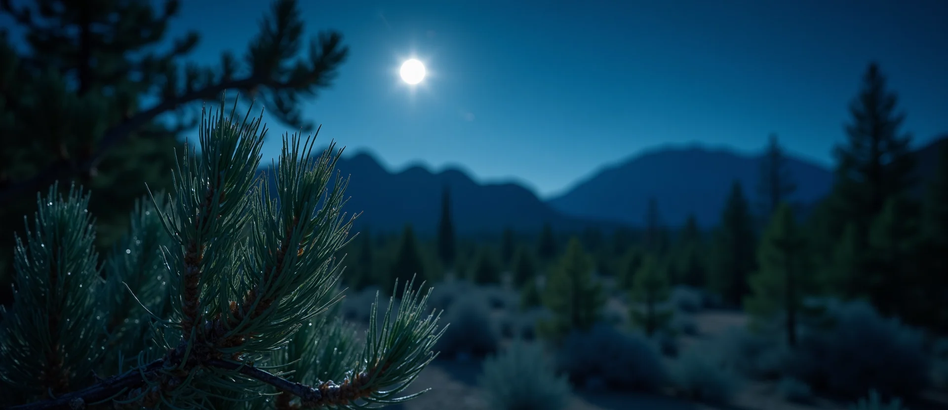 Symbolizing Flow/Cleansing: A local Ponderosa Pine raindrops on desert leaves. - AI Generated