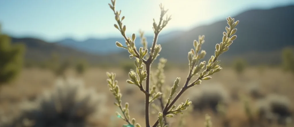 Symbolizing Growth/Resilience: A local Rabbitbrush new branch reaching for the sky. - AI Generated