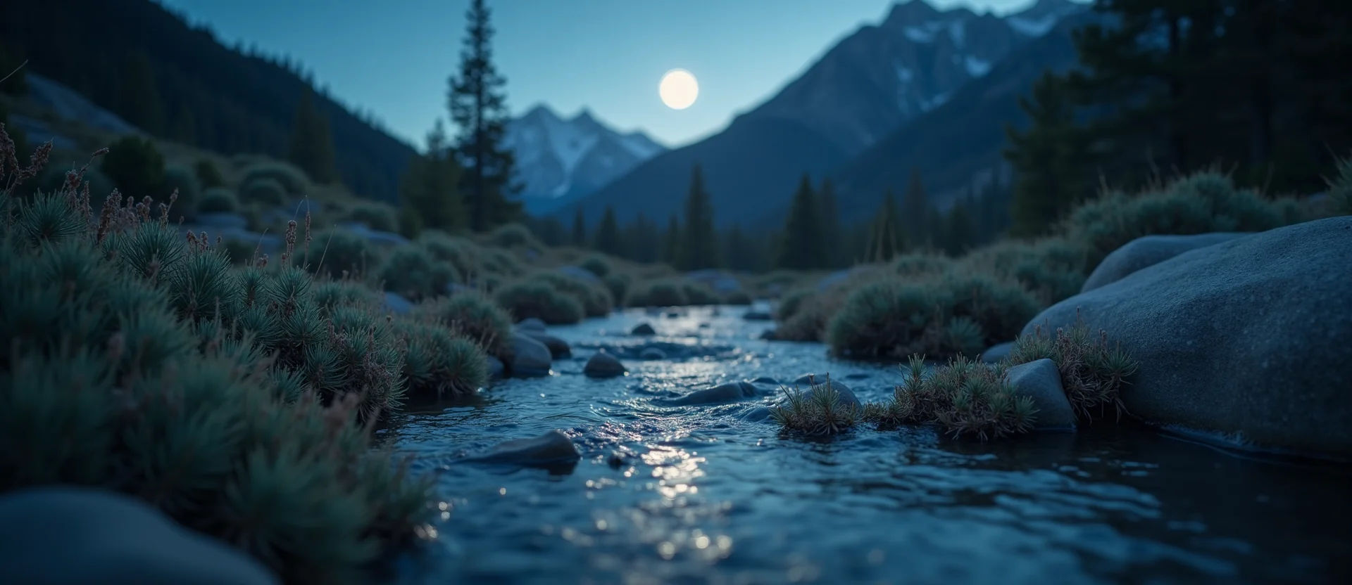 Symbolizing Flow/Cleansing: A local Indian Paintbrush clear cold snowmelt stream. - AI Generated