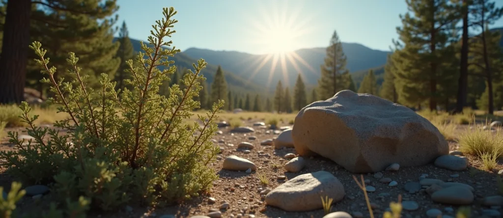 Symbolizing Stability/Peak: A local Sierra Juniper unshakable boulder. - AI Generated