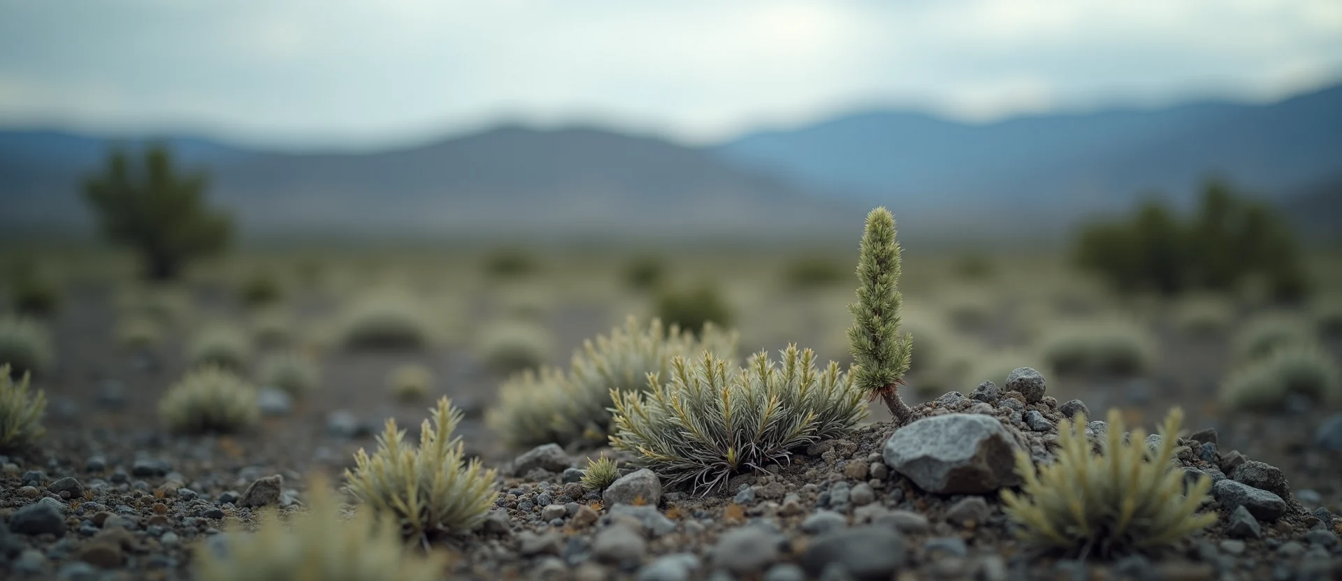Symbolizing Seed/New Beginning: A local Sierra Juniper sprouting sagebrush seedling. - AI Generated