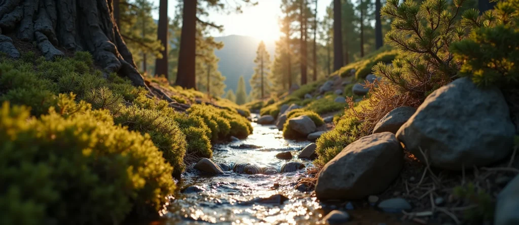 Symbolizing Flow/Cleansing: A local Bitterbrush babbling mountain creek. - AI Generated