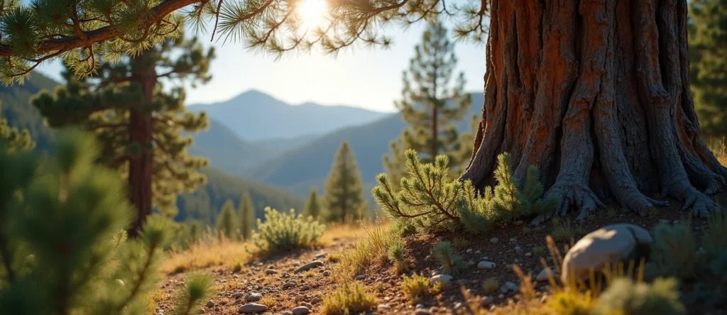 Symbolizing Growth/Resilience: A local Sierra Juniper sturdy weathered tree trunk. - AI Generated