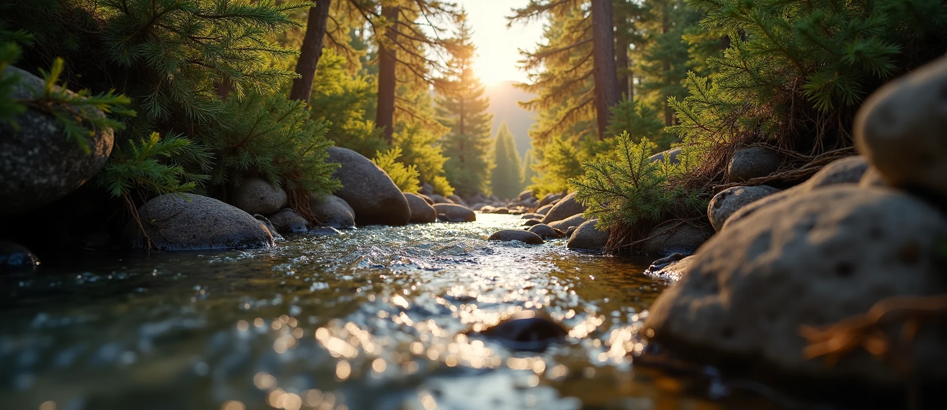 Symbolizing Flow/Cleansing: A local Desert Peach clear cold snowmelt stream. - AI Generated
