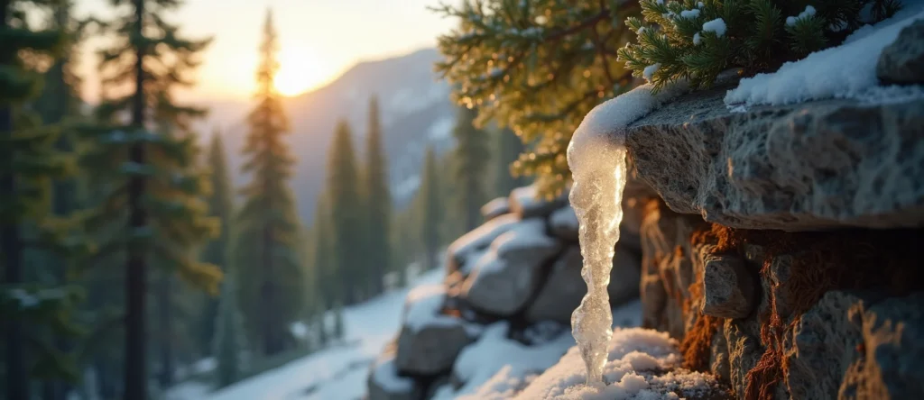Symbolizing Stability/Peak: A local Quaking Aspen jagged granite peak. - AI Generated