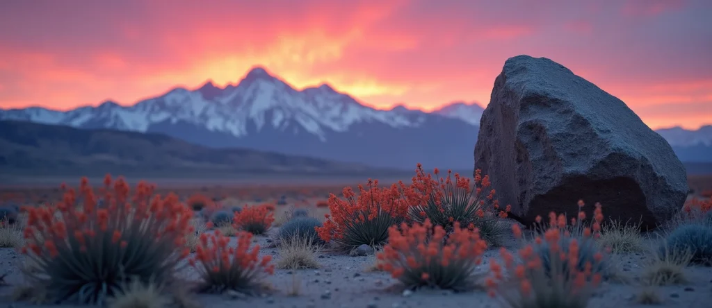 Symbolizing Stability/Peak: A local Indian Paintbrush unshakable boulder. - AI Generated