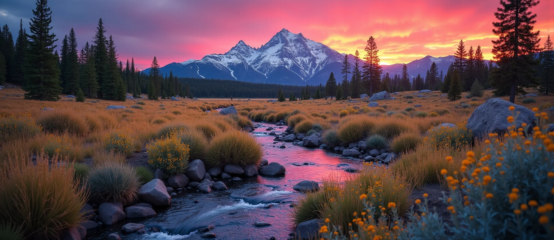 Symbolizing Flow/Cleansing: A local Indian Paintbrush hidden small waterfall. - AI Generated