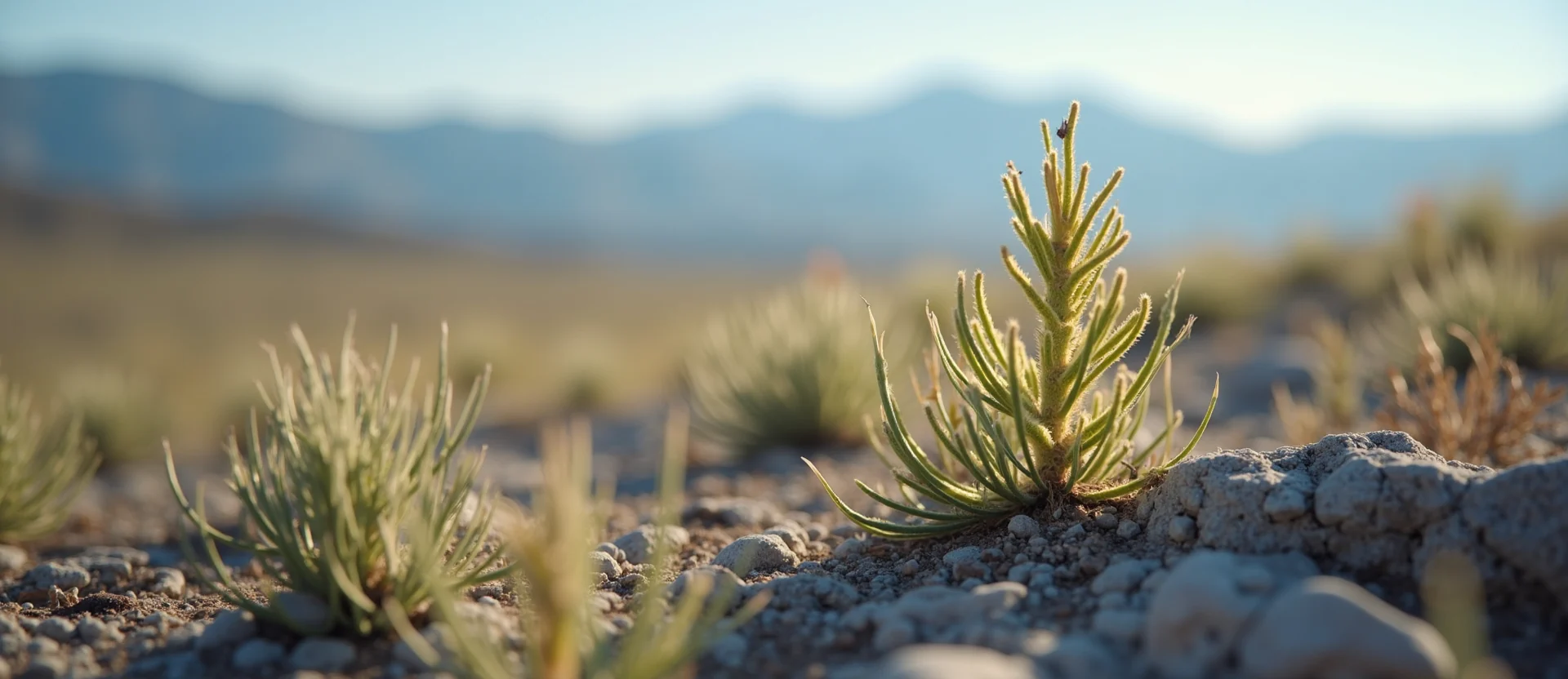 Symbolizing Seed/New Beginning: A local Indian Paintbrush sprouting sagebrush seedling. - AI Generated