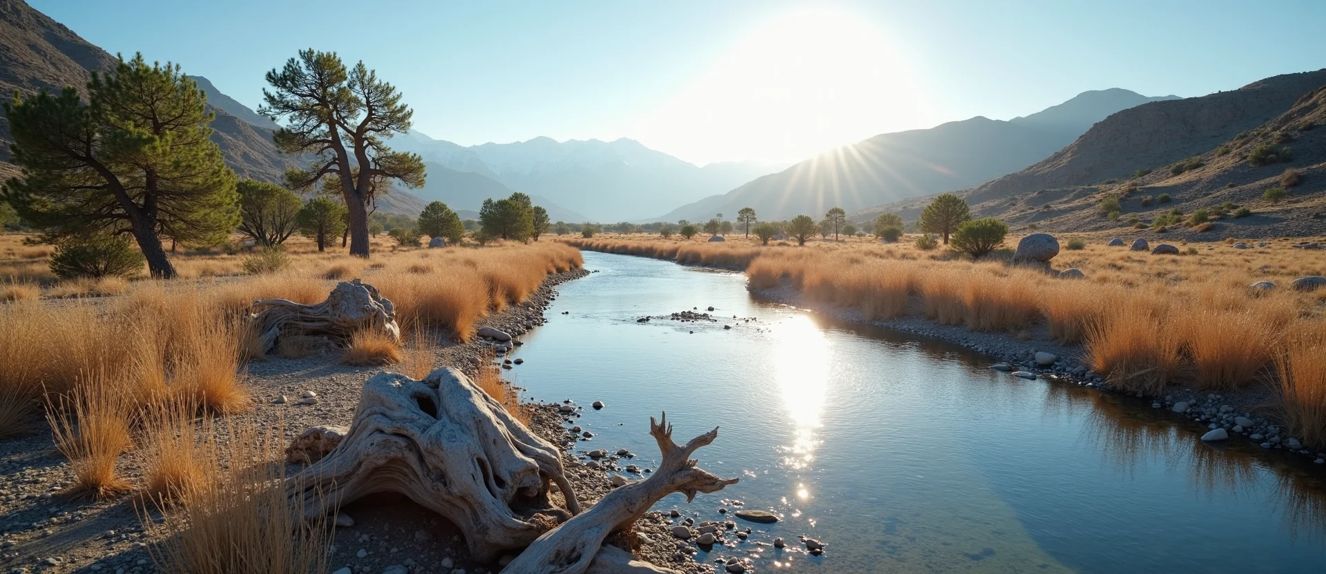 Symbolizing Flow/Cleansing: A local Sierra Juniper clear cold snowmelt stream. - AI Generated