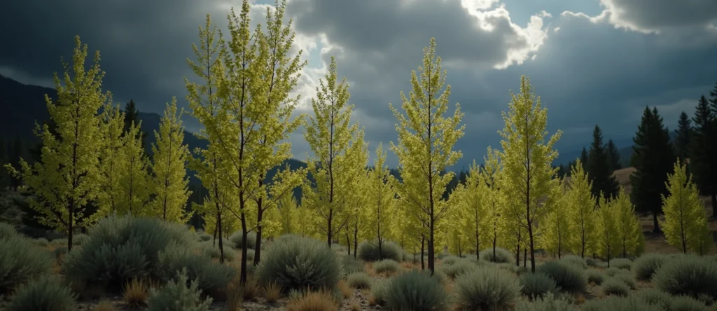 Symbolizing Growth/Resilience: A local Ponderosa Pine thriving aspen grove. - AI Generated