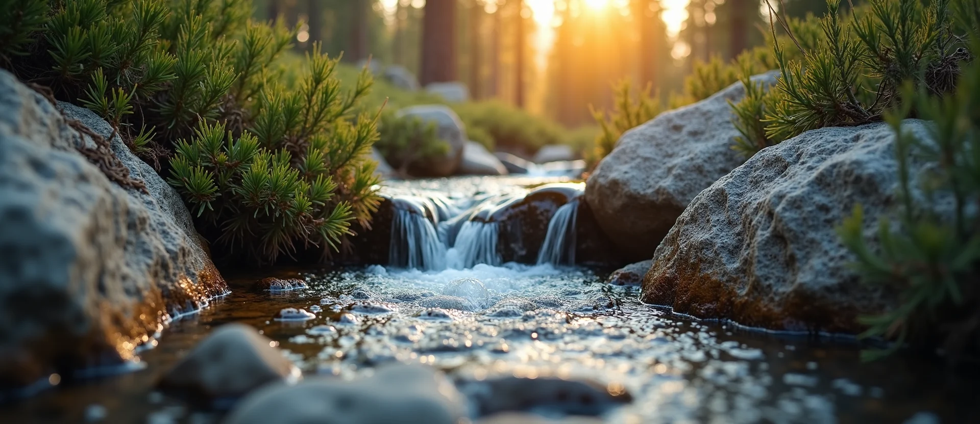 Symbolizing Flow/Cleansing: A local Mountain Mahogany hidden small waterfall. - AI Generated
