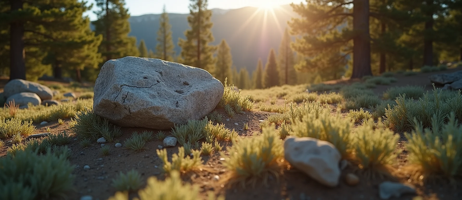 Symbolizing Stability/Peak: A local Rabbitbrush unshakable boulder. - AI Generated