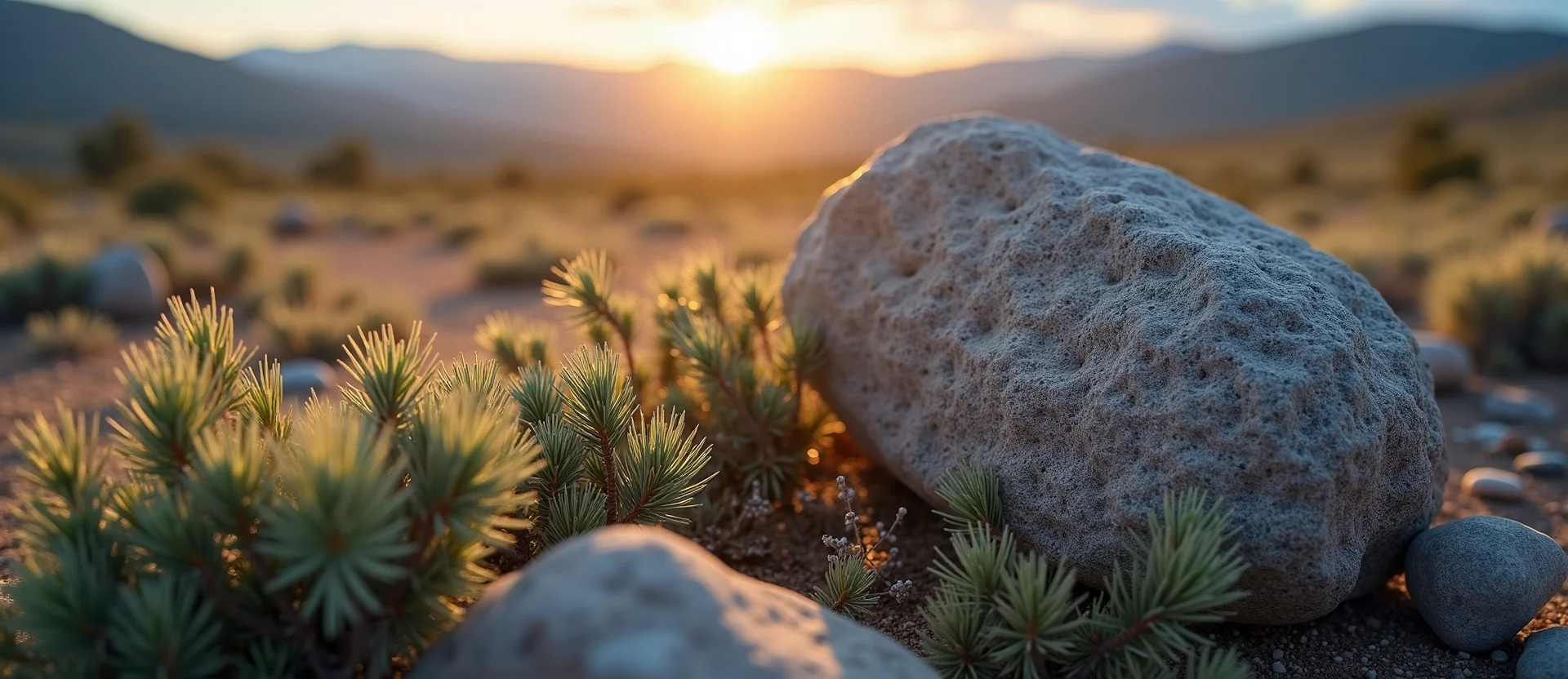 Symbolizing Stability/Peak: A local Rabbitbrush unshakable boulder. - AI Generated