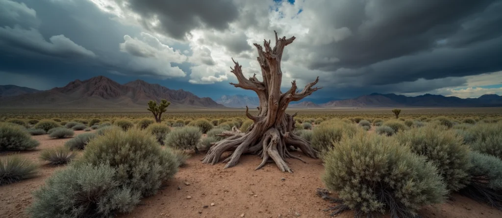 Symbolizing Growth/Resilience: A local Desert Peach sturdy weathered tree trunk. - AI Generated