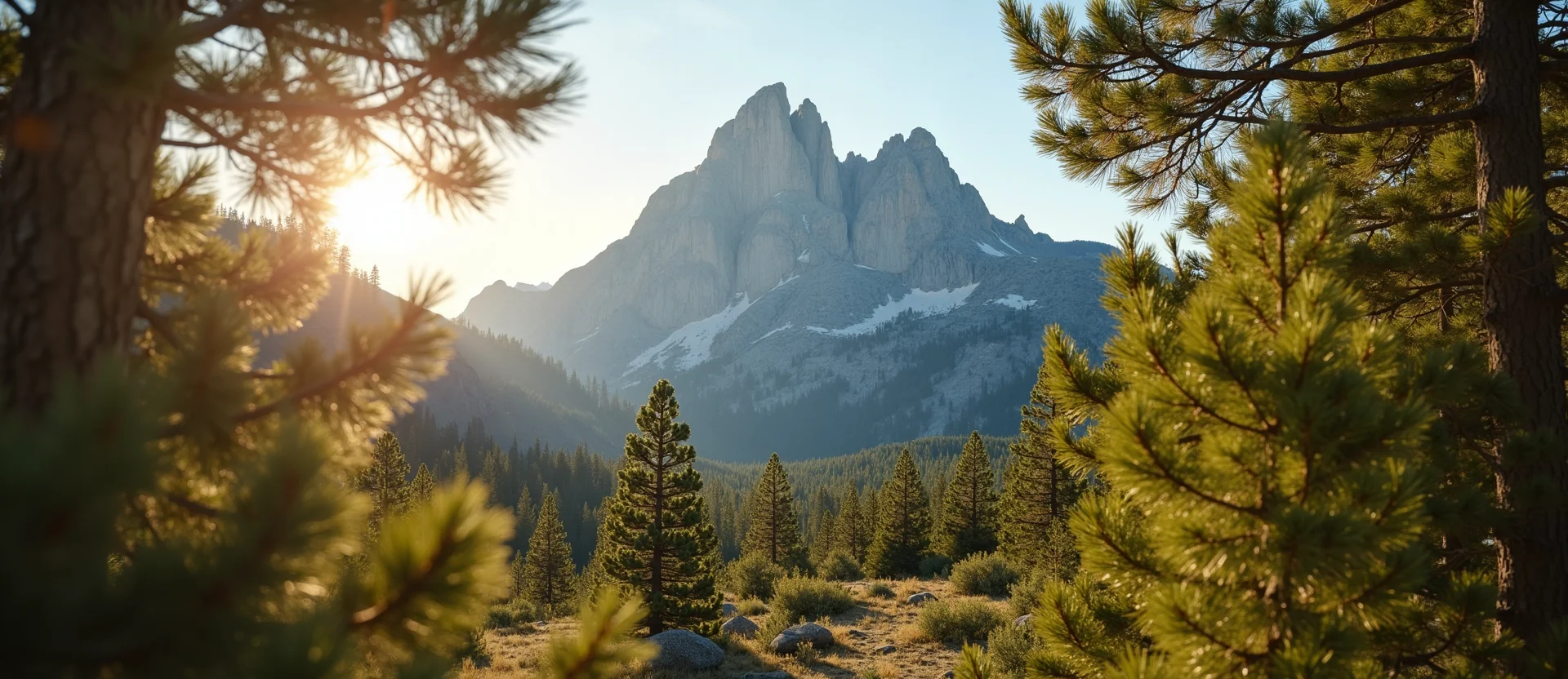 Symbolizing Stability/Peak: A local Ponderosa Pine jagged granite peak. - AI Generated