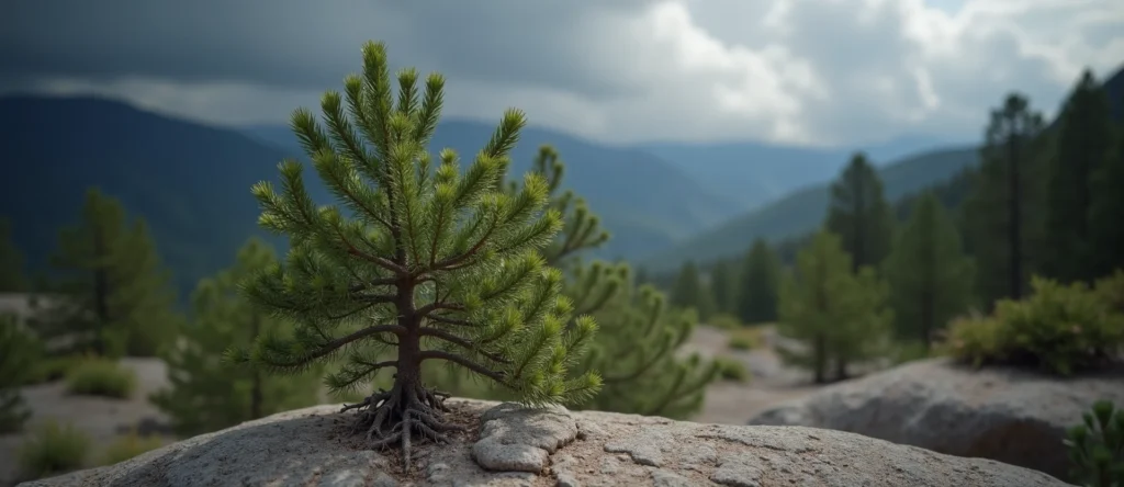 Symbolizing Growth/Resilience: A local Quaking Aspen tree growing out of a rock cleft. - AI Generated