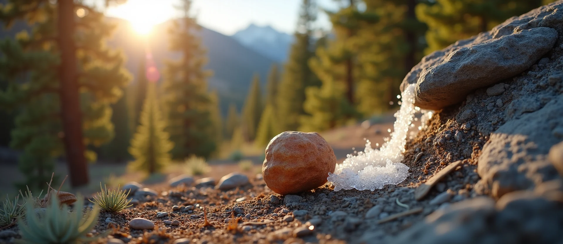 Symbolizing Seed/New Beginning: A local Desert Peach single pine seed on dry earth. - AI Generated
