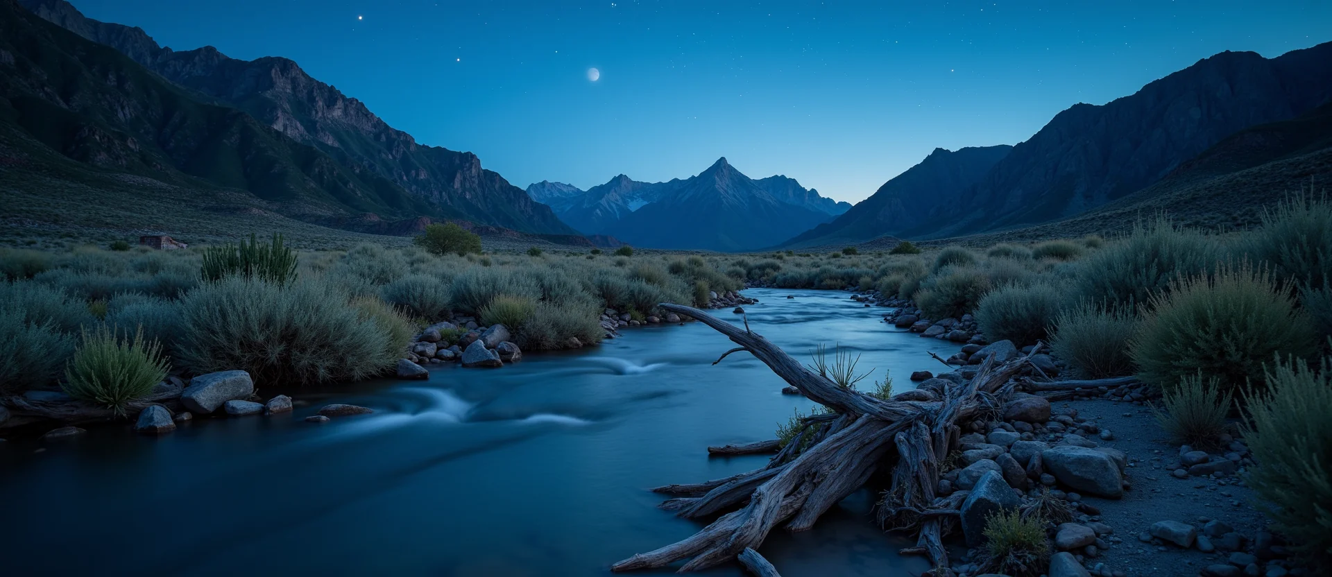 Symbolizing Flow/Cleansing: A local Rabbitbrush babbling mountain creek. - AI Generated