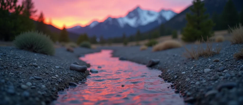 Symbolizing Flow/Cleansing: A local Sierra Juniper clear cold snowmelt stream. - AI Generated