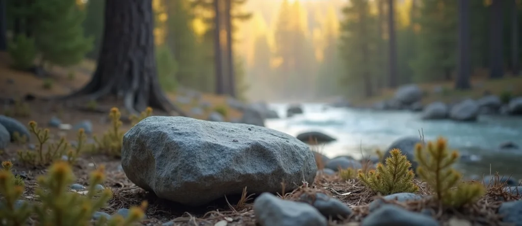 Symbolizing Stability/Peak: A local Quaking Aspen unshakable boulder. - AI Generated