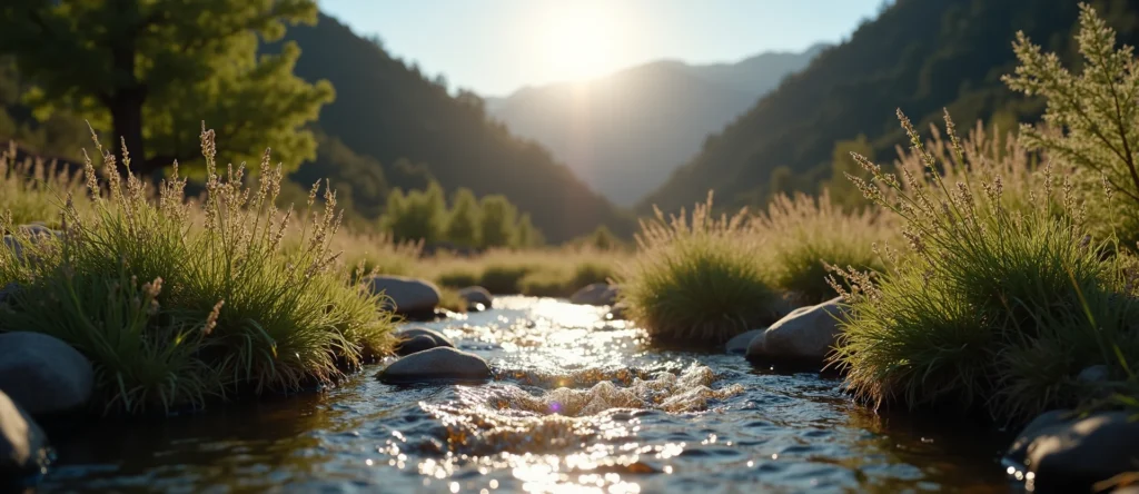 Symbolizing Flow/Cleansing: A local Sagebrush (Artemisia tridentata) babbling mountain creek. - AI Generated