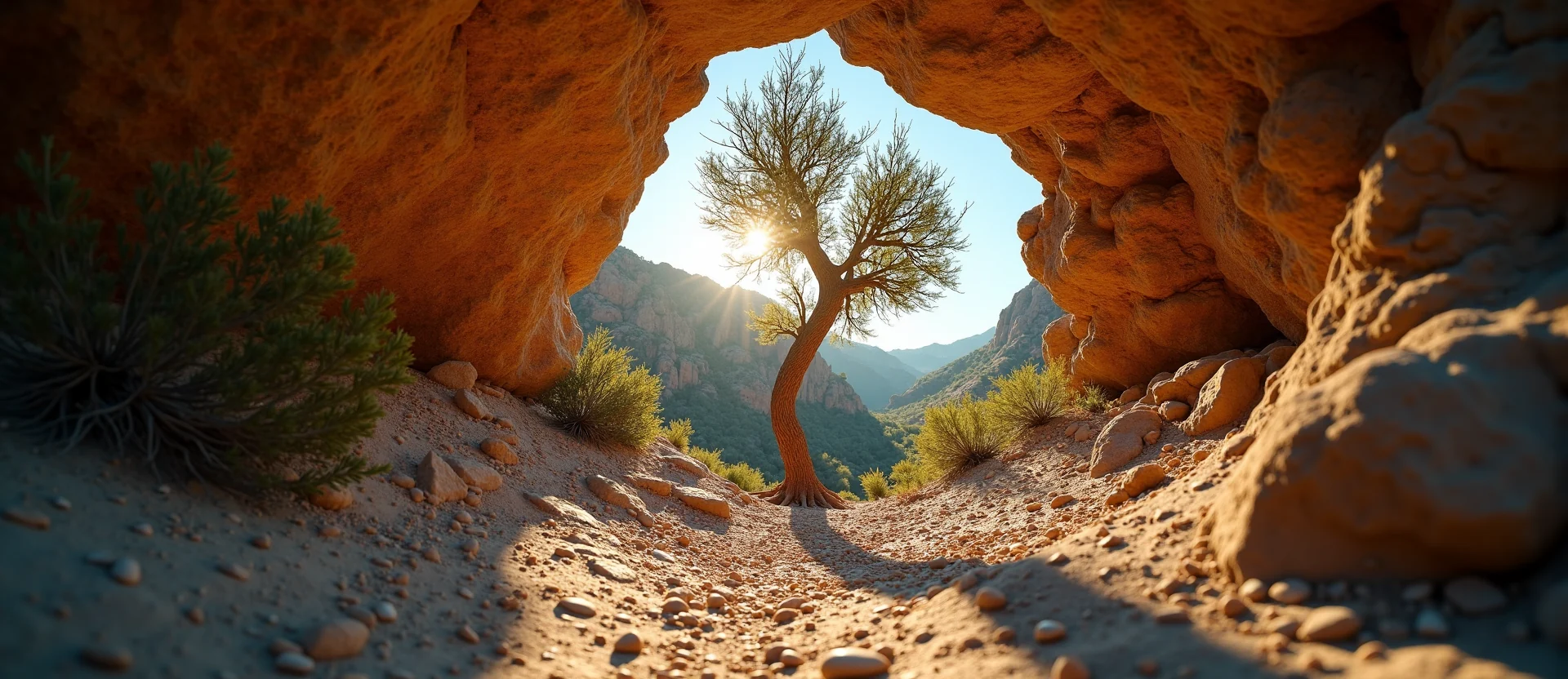 Symbolizing Growth/Resilience: A local Manzanita tree growing out of a rock cleft. - AI Generated