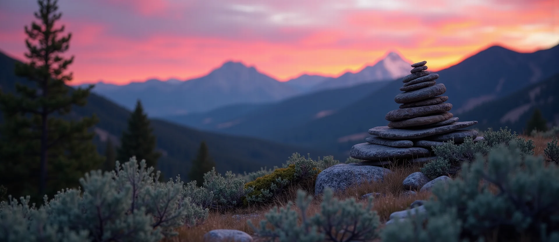 Symbolizing Stability/Peak: A local Manzanita ancient rock cairn. - AI Generated