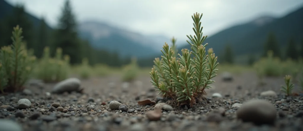 Symbolizing Seed/New Beginning: A local Quaking Aspen sprouting sagebrush seedling. - AI Generated