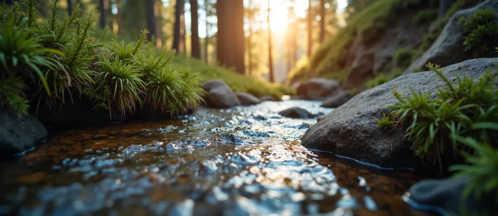 Symbolizing Flow/Cleansing: A local Quaking Aspen babbling mountain creek. - AI Generated