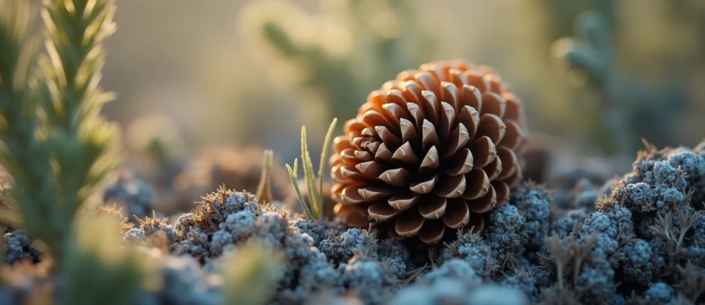 Symbolizing Seed/New Beginning: A local Bitterbrush opening pine cone. - AI Generated