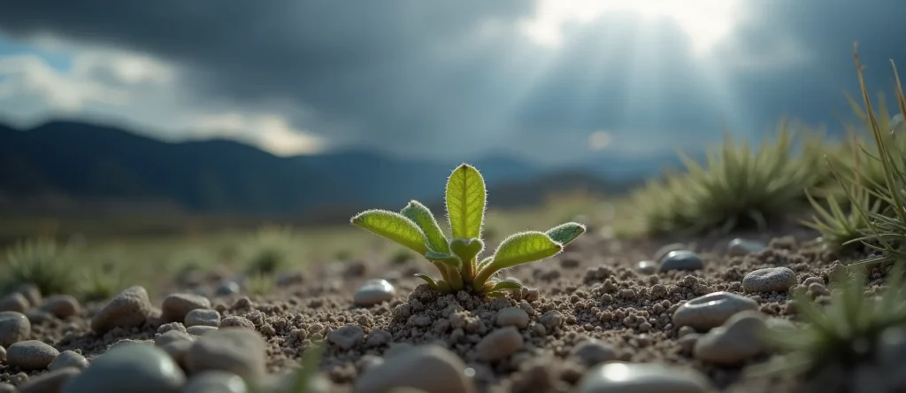 Symbolizing Seed/New Beginning: A local Quaking Aspen sprouting sagebrush seedling. - AI Generated