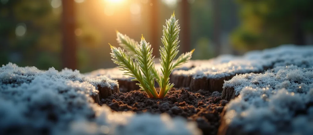Symbolizing Seed/New Beginning: A local Mountain Mahogany shoot emerging from cracked soil. - AI Generated