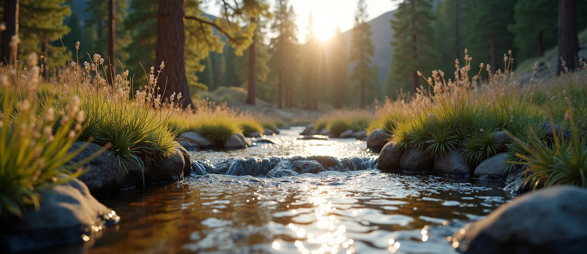 Symbolizing Flow/Cleansing: A local Indian Paintbrush babbling mountain creek. - AI Generated