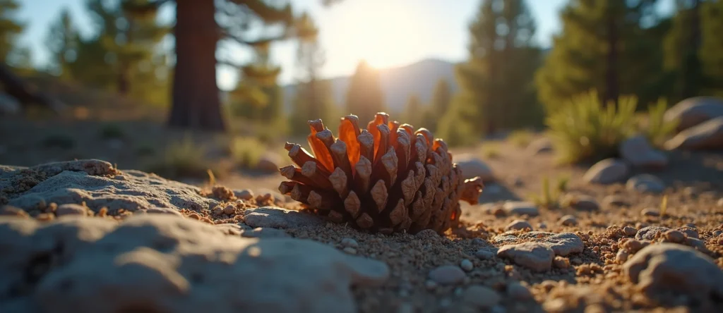 Symbolizing Seed/New Beginning: A local Ponderosa Pine opening pine cone. - AI Generated